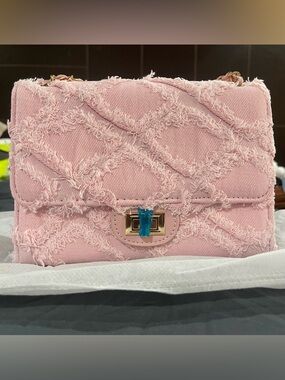 Pink Quilted Fringe Crossbody Bag - Unbranded